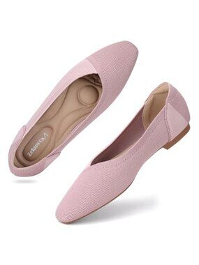Women's Knit Ballet Flats Slip On Memory Foam Pointed Toe Work Shoes Foldable